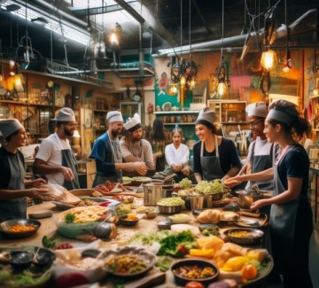 美食团队与文化中心的互动空间